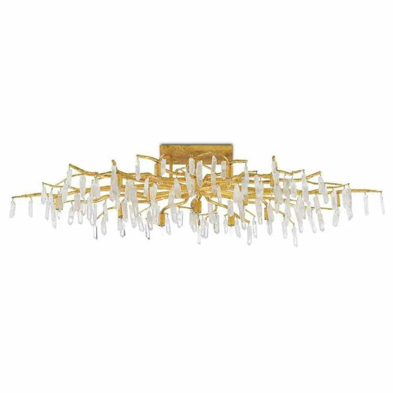 Washed Lucerne Gold Natural Forest Light Semi-Flush Flush Mounts LOOMLAN By Currey & Co