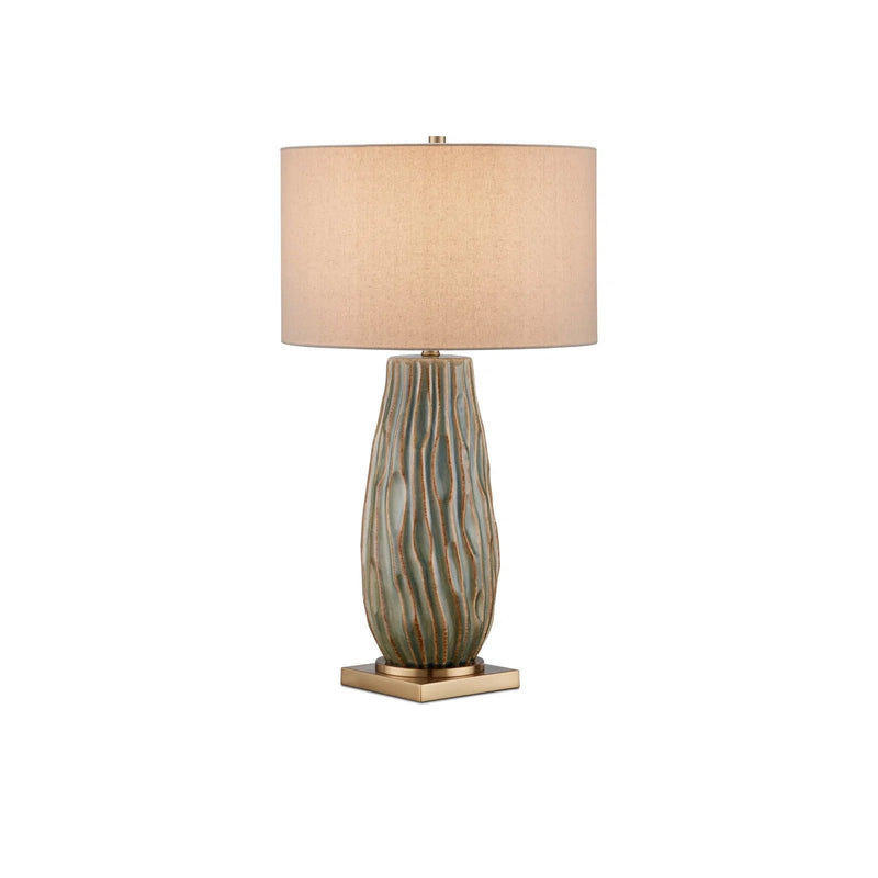 Water-Borne Ceramic and Metal Brown Table Lamp Table Lamps LOOMLAN By Currey & Co