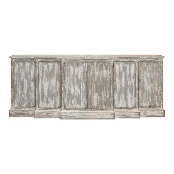 Waterfall Front Credenza Cabinet for Living Room Distressed Sideboards LOOMLAN By Sarreid