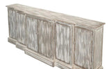 Waterfall Front Credenza Cabinet for Living Room Distressed Sideboards LOOMLAN By Sarreid