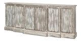 Waterfall Front Credenza Cabinet for Living Room Distressed Sideboards LOOMLAN By Sarreid