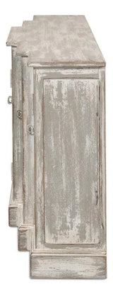 Waterfall Front Credenza Cabinet for Living Room Distressed Sideboards LOOMLAN By Sarreid