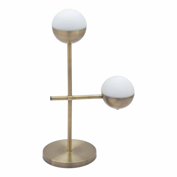 Waterloo Table Lamp White & Brushed Bronze Table Lamps LOOMLAN By Zuo Modern