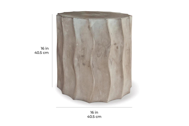 Wave Accent Table (Short) - Ebony White Outdoor End Table Outdoor Side Tables LOOMLAN By Seasonal Living