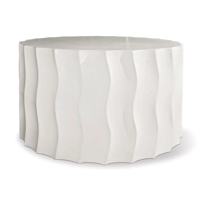 Wave Accent Table (Wide) - White Outdoor End Table Outdoor Side Tables LOOMLAN By Seasonal Living