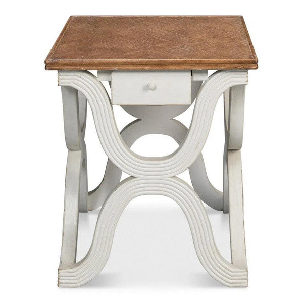 Wavy Side Table Antique White Side Tables LOOMLAN By Sarreid