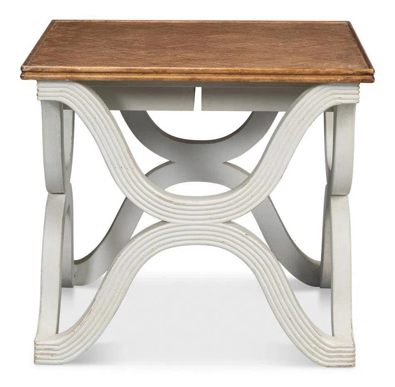 Wavy Side Table Antique White Side Tables LOOMLAN By Sarreid