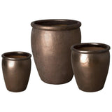 Weather Resistant Round Ceramic Pot Outdoor Planters LOOMLAN By Emissary