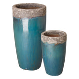 Weather Resistant Tall Round Ceramic Planter Outdoor Planters LOOMLAN By Emissary