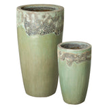 Weather Resistant Tall Round Ceramic Planter Outdoor Planters LOOMLAN By Emissary