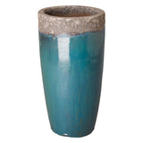 Weather Resistant Tall Round Ceramic Planter Outdoor Planters LOOMLAN By Emissary