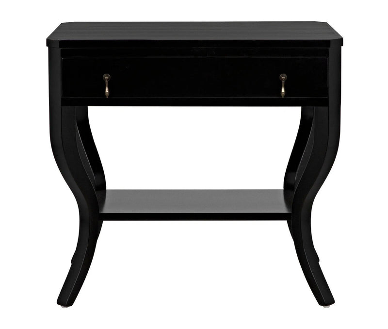 Weldon Wood Distressed Black Rectangle Side Table Side Tables LOOMLAN By Noir