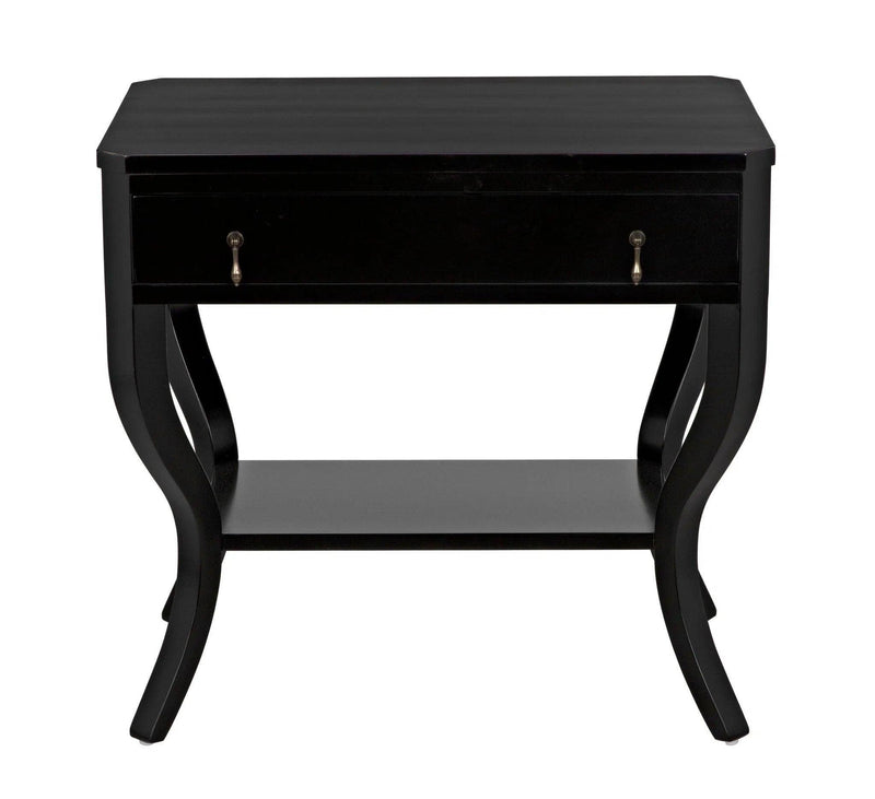 Weldon Wood Distressed Black Rectangle Side Table Side Tables LOOMLAN By Noir