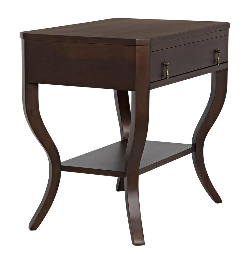 Weldon Wood Distressed Brown Rectangle Side Table Side Tables LOOMLAN By Noir