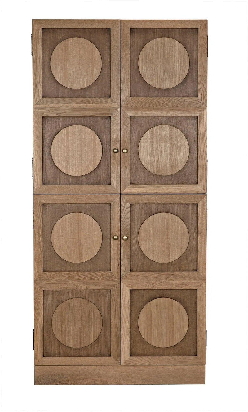 Wellington Hutch Armoire Tall Bookcase Cabinet, White Oak Bookcases LOOMLAN By Noir