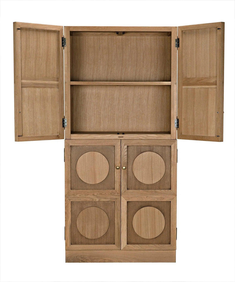 Wellington Hutch Armoire Tall Bookcase Cabinet, White Oak Bookcases LOOMLAN By Noir