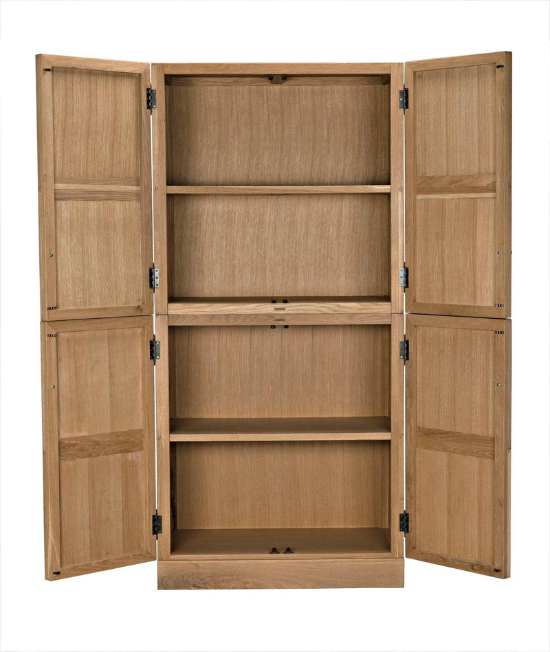 Wellington Hutch Armoire Tall Bookcase Cabinet, White Oak Bookcases LOOMLAN By Noir