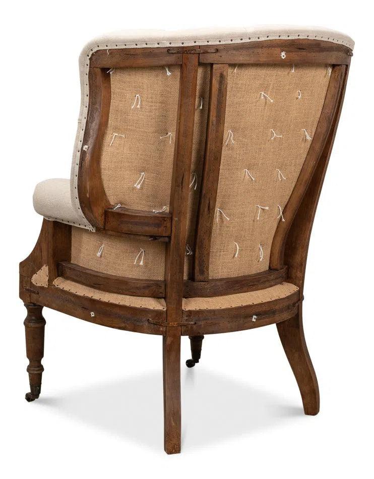 Welsh Beige Wing Accent Chair Linen, Burlap, Leather Accent Chairs LOOMLAN By Sarreid