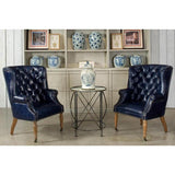 Welsh Blue Wing Back Leather Accent Chair Accent Chairs LOOMLAN By Sarreid