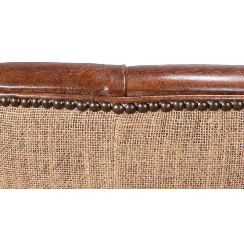 Welsh Leather & Jute Wing Tufted Back Accent Chair Accent Chairs LOOMLAN By Sarreid