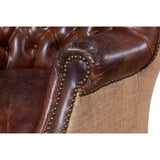 Welsh Leather & Jute Wing Tufted Back Accent Chair Accent Chairs LOOMLAN By Sarreid