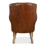 Welsh Leather Wingback Accent Chair Vintage Havana Accent Chairs LOOMLAN By Sarreid