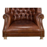 Welsh Leather Wingback Accent Chair Vintage Havana Accent Chairs LOOMLAN By Sarreid