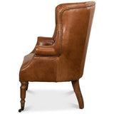 Welsh Leather Wingback Tufted Back Accent Chair Accent Chairs LOOMLAN By Sarreid