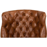 Welsh Leather Wingback Tufted Back Accent Chair Accent Chairs LOOMLAN By Sarreid