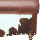 Western Style Leather & Hair On Hide Sofa Brown Caramel Marshal Sofas & Loveseats LOOMLAN By Uptown Sebastian