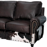 Western Style Leather & Hair On Hide Sofa Dark Brown Marshal Sofas & Loveseats LOOMLAN By Uptown Sebastian