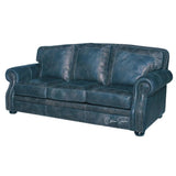 Western Style Leather Couch With Blue Alligator Embossed Leather Sofas & Loveseats LOOMLAN By Uptown Sebastian