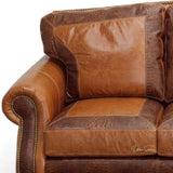 Western Style Leather Couch With Brown Alligator Embossed Leather Sofas & Loveseats LOOMLAN By Uptown Sebastian