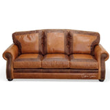 Western Style Leather Couch With Brown Alligator Embossed Leather Sofas & Loveseats LOOMLAN By Uptown Sebastian