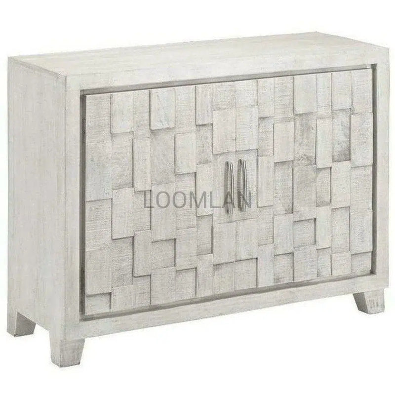 White Accent Cabinet Small Sideboard Hand Carved Door Sideboards LOOMLAN By LOOMLAN