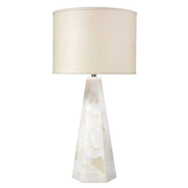 White Alabaster Borealis Hexagon Table Lamp Table Lamps LOOMLAN By Jamie Young