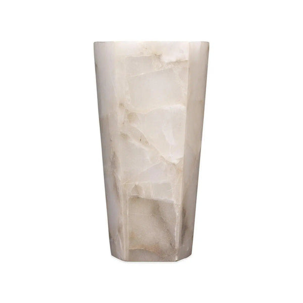 White Alabaster Borealis Tall Hexagon Wall Sconce Wall Sconces LOOMLAN By Jamie Young