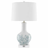 White Blue Clear Polished Nickel Myrtle Table Lamp Table Lamps LOOMLAN By Currey & Co