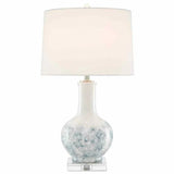 White Blue Clear Polished Nickel Myrtle Table Lamp Table Lamps LOOMLAN By Currey & Co