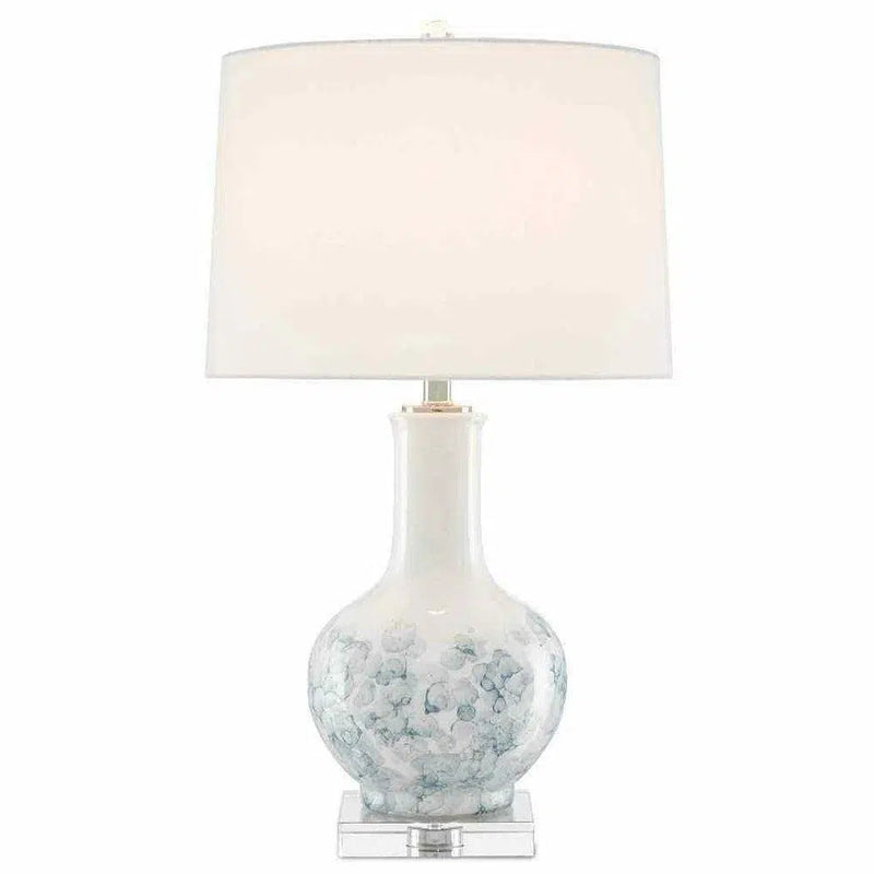 White Blue Clear Polished Nickel Myrtle Table Lamp Table Lamps LOOMLAN By Currey & Co