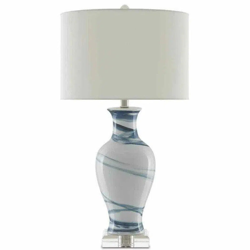 White Blue Hanni Table Lamp Table Lamps LOOMLAN By Currey & Co