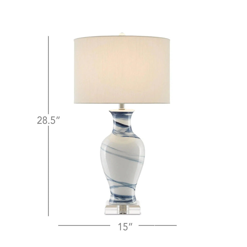 White Blue Hanni Table Lamp Table Lamps LOOMLAN By Currey & Co