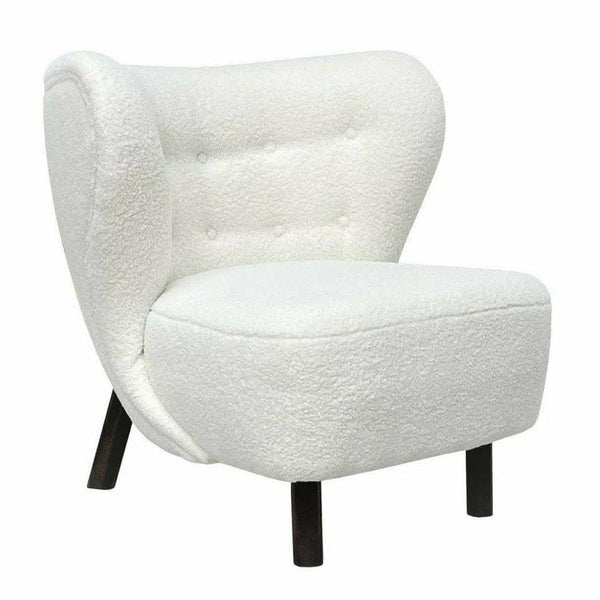 White Boucle Sheepskin Club Chair White Sherpa Wingback Accent Chair Club Chairs LOOMLAN By LH Imports