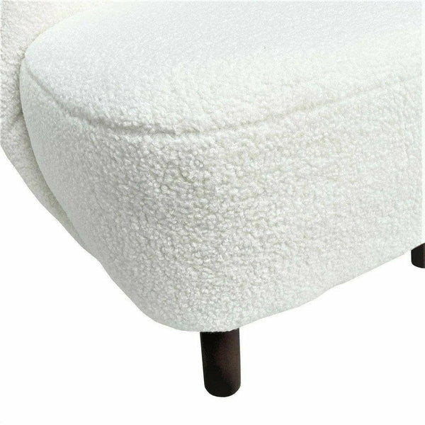 White Boucle Sheepskin Club Chair White Sherpa Wingback Accent Chair Club Chairs LOOMLAN By LH Imports