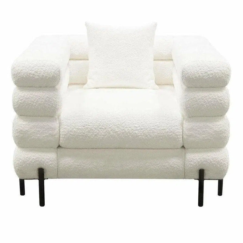 White Boucle Sherpa Low Profile Club Chair With Throw Pillow Club Chairs LOOMLAN By Diamond Sofa