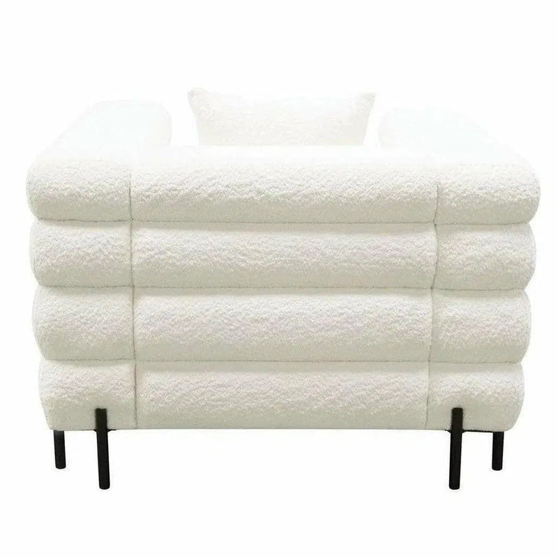 White Boucle Sherpa Low Profile Club Chair With Throw Pillow Club Chairs LOOMLAN By Diamond Sofa