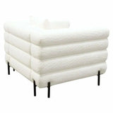 White Boucle Sherpa Low Profile Club Chair With Throw Pillow Club Chairs LOOMLAN By Diamond Sofa