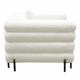 White Boucle Sherpa Low Profile Club Chair With Throw Pillow Club Chairs LOOMLAN By Diamond Sofa