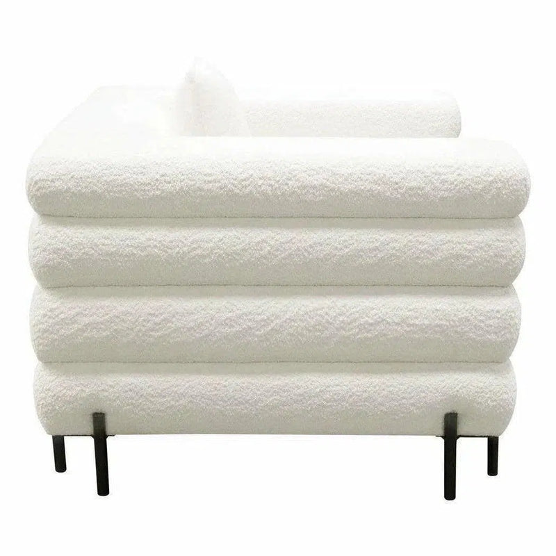 White Boucle Sherpa Low Profile Club Chair With Throw Pillow Club Chairs LOOMLAN By Diamond Sofa