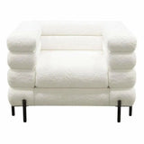 White Boucle Sherpa Low Profile Club Chair With Throw Pillow Club Chairs LOOMLAN By Diamond Sofa